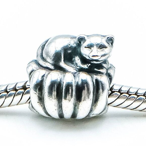 Retired Authentic Pandora Bracelet Sterling Silver Cat Basket Charm - 790595 - Picture 1 of 5